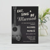 Fun Informal Guitar Diamonds Black Foto Wedding Einladung (Stehend Vorderseite)