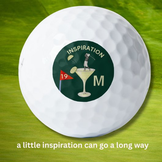 Fun Inspirational 19th Hole Cocktail Monogram  Golfball