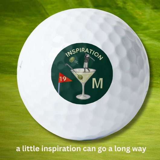 Fun Inspirational 19th Hole Cocktail Monogram  Golfball