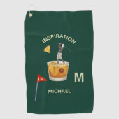 Fun Inspirational 19th Hole Cocktail Monogram Name Golfhandtuch (Vorderseite)