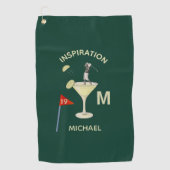 Fun Inspirational 19th Hole Cocktail Monogram Name Golfhandtuch (Vorderseite)