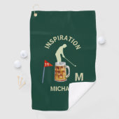 Fun Inspirational 19th Hole Cocktail Monogram Name Golfhandtuch (Insitu)
