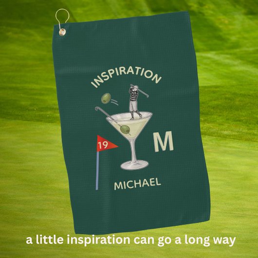 Fun Inspirational 19th Hole Cocktail Monogram Name Golfhandtuch
