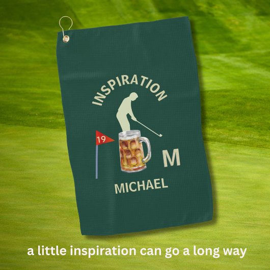 Fun Inspirational 19th Hole Cocktail Monogram Name Golfhandtuch