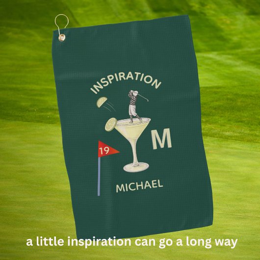 Fun Inspirational 19th Hole Cocktail Monogram Name Golfhandtuch