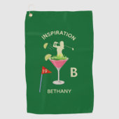 Fun Inspirational 19th Hole Cocktail Monogram Name Golfhandtuch (Vorderseite)