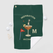 Fun Inspirational 19th Hole Cocktail Monogram Name Golfhandtuch (Insitu)