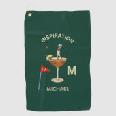 Fun Inspirational 19th Hole Cocktail Monogram Name Golfhandtuch (Vorderseite)