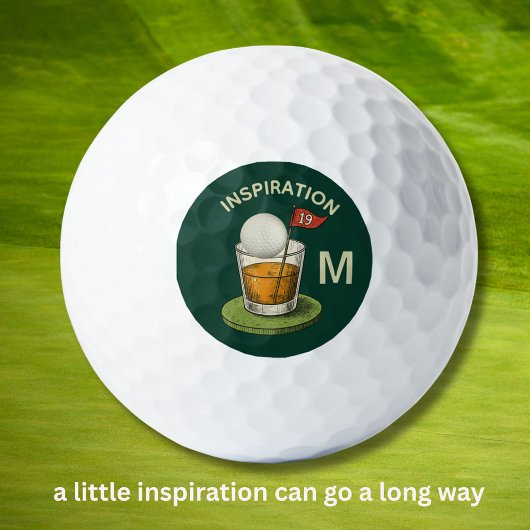 Fun Inspirational 19th Hole Drink Monogram  Golfball