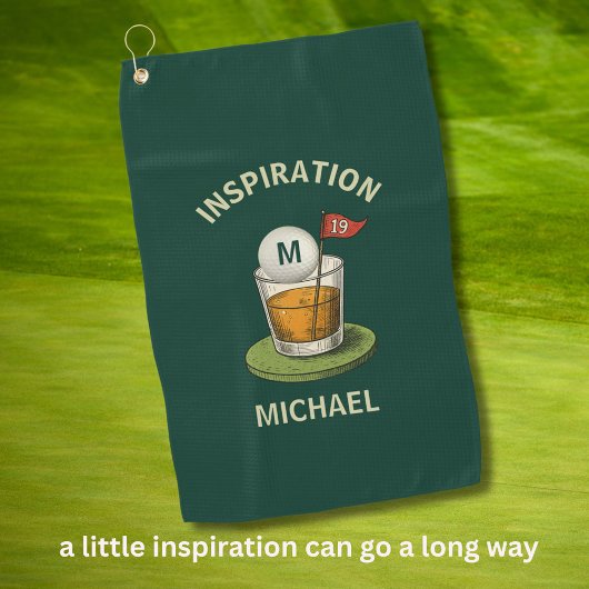 Fun Inspirational 19th Hole Drink Monogram Name Golfhandtuch