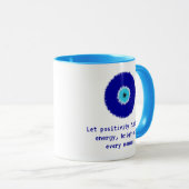 Fun Inspirational pixated Blue Evil Eye Amulet Tasse (VorderseiteRechts)