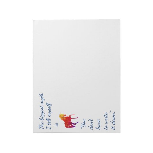 Fun inspirierendes Zitat Rainbow gefärbt Unicorn Notizblock (Rotiert)