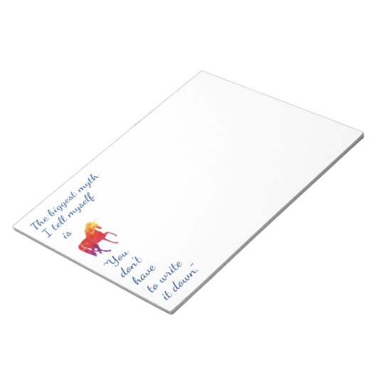 Fun inspirierendes Zitat Rainbow gefärbt Unicorn Notizblock (angewinkelt)