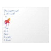 Fun inspirierendes Zitat Rainbow gefärbt Unicorn Notizblock (Vorderseite)