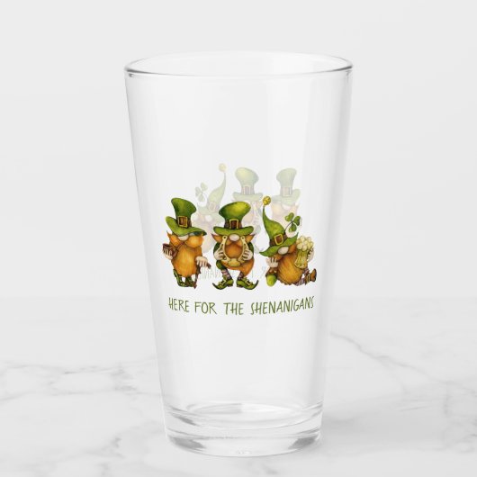 Fun Irish Gnomes Shenanigans St Patrick's Day Glas (Vorderseite)