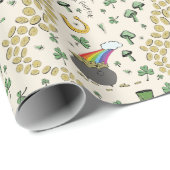 Fun Irish St Patricks Day Leprechaun Kleeblatt Luc Geschenkpapier (Rolleneckpunkt)