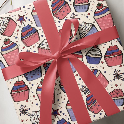 Fun Ivory 4. Juli Patriotic Cupcakes Geschenkpapier