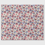 Fun Ivory 4. Juli Patriotic Cupcakes Geschenkpapier (Flach)