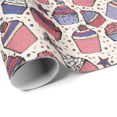 Fun Ivory 4. Juli Patriotic Cupcakes Geschenkpapier (Rolleneckpunkt)