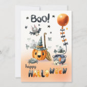 Fun Jack O'Lantern und Little Bat Halloween-Party Einladung (Vorderseite)