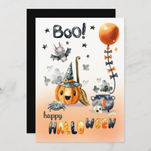 Fun Jack O'Lantern und Little Bat Halloween-Party Einladung