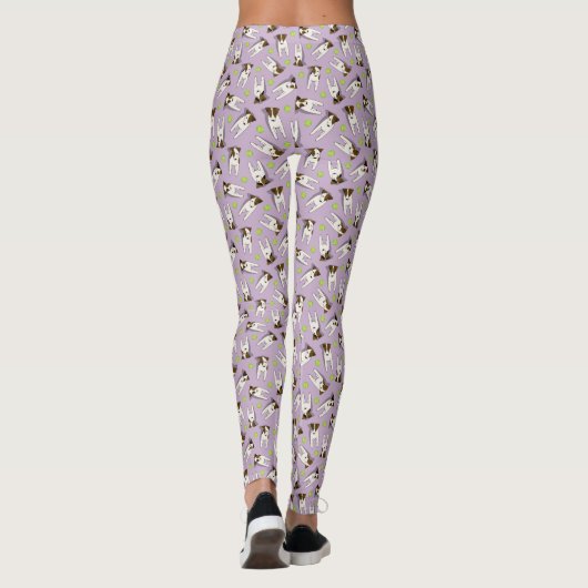 Fun Jack Russell Terriers mit Tennisbälle lilac Leggings (Rückseite)