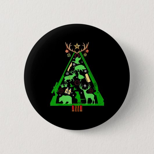 Fun Jagd Hirsch und Elk Hunter Weihnachtsbaum Hun Button (Vorderseite)