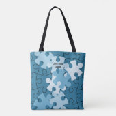 Fun Jigsaw Puzzle Custom Name & Motto Blue Tasche (Rückseite)