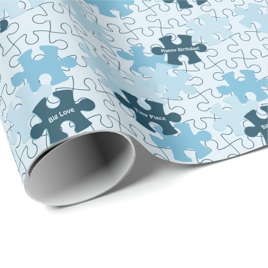 Fun Jigsaw Puzzle Kids Happy Birthday Custom Motto Geschenkpapier (Rolleneckpunkt)