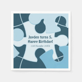 Fun Jigsaw Puzzle Kids Happy Birthday Name Blue Serviette