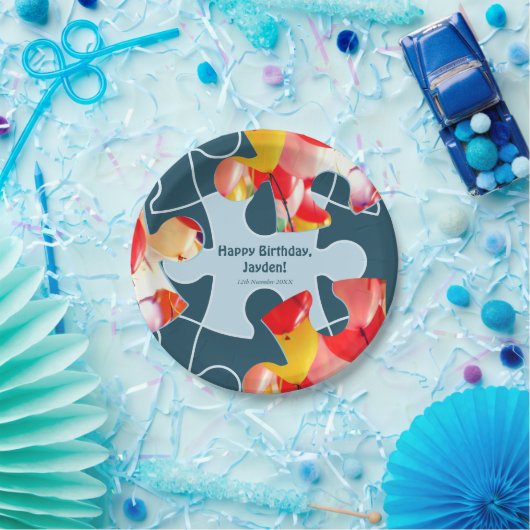 Fun Jigsaw Puzzle Kids Happy Birthday Name Pappteller (Party)