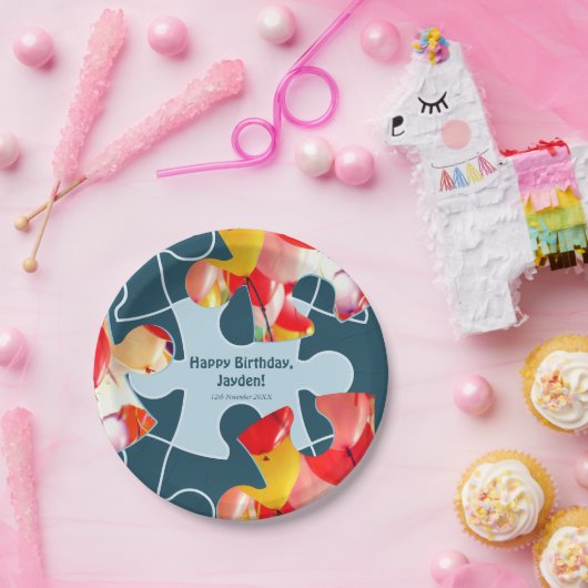 Fun Jigsaw Puzzle Kids Happy Birthday Name Pappteller (Party)