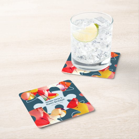 Fun Jigsaw Puzzle Kids Happy Birthday Name Rechteckiger Pappuntersetzer (Vor Ort)