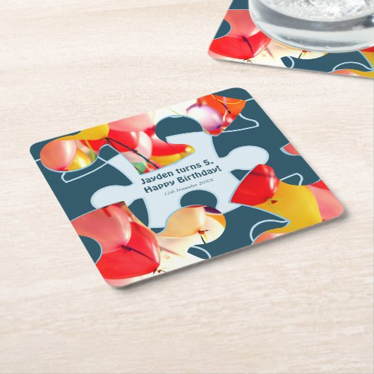 Fun Jigsaw Puzzle Kids Happy Birthday Name  Rechteckiger Pappuntersetzer (angewinkelt)