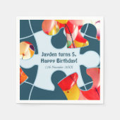 Fun Jigsaw Puzzle Kids Happy Birthday Name Serviette (Vorderseite)