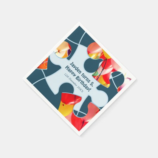 Fun Jigsaw Puzzle Kids Happy Birthday Name Serviette (Ecke)