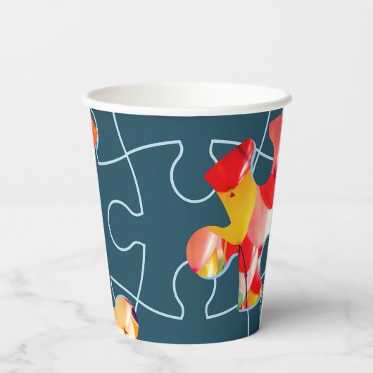 Fun Jigsaw Puzzle Motto Custom Accent Image 8oz Pappbecher (Rückseite)