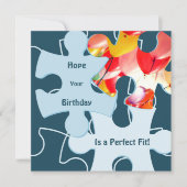 Fun Jigsaw Puzzle Pieces Birthday Greeting Karte (Vorderseite)