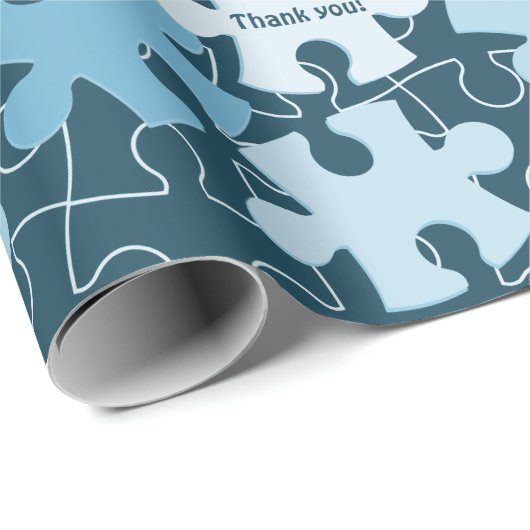Fun Jigsaw Puzzle Pieces in Blue Custom Thank You Geschenkpapier (Rolleneckpunkt)