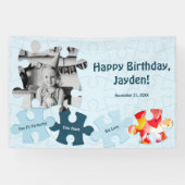 Fun Jigsaw Puzzle Theme Image Text Happy Birthday Banner (Horizontal)