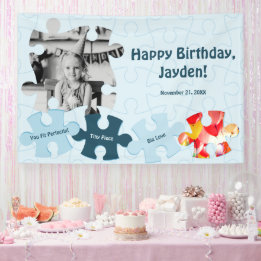 Fun Jigsaw Puzzle Theme Image Text Happy Birthday Banner