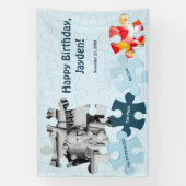Fun Jigsaw Puzzle Theme Image Text Happy Birthday Banner (Vertikal)