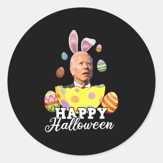 Fun Joe Biden Happy Halloween verwirrte Osterfahru Runder Aufkleber (Vorderseite)