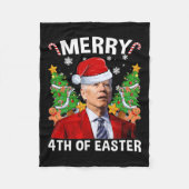Fun Joe Biden Weihnachtsfeier Weihnachtsmannmütze Fleecedecke (Vorderseite)