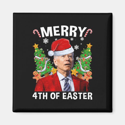 Fun Joe Biden Weihnachtsfeier Weihnachtsmannmütze Magnet (Vorne)