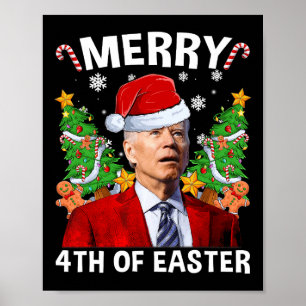 Fun Joe Biden Weihnachtsfeier Weihnachtsmannmütze  Poster