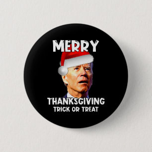 Fun Joe Biden Weihnachtsmannmütze Merry Erntedank Button