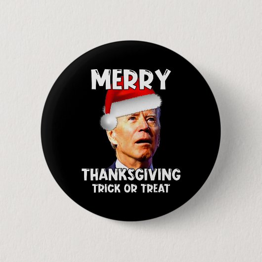 Fun Joe Biden Weihnachtsmannmütze Merry Erntedank Button (Vorderseite)