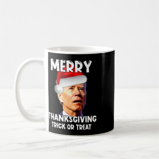 Fun Joe Biden Weihnachtsmannmütze Merry Erntedank  Kaffeetasse (Links)