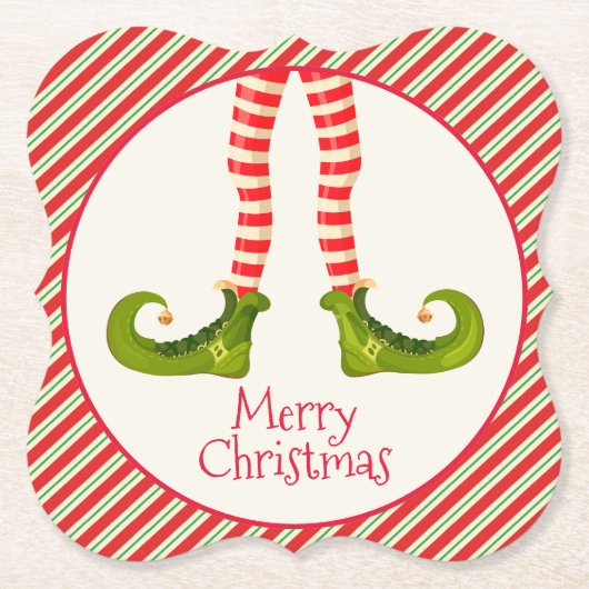 Fun Jolly Christmas Elf Legs Holiday Bracket Untersetzer (Vorderseite)